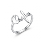 Anillo Ajustable "Paz y Vida" con Símbolo Peace y Latido - 100% Acero con Baño de Plata