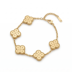 Bracelet Trèfles Gravés - 100 % Acier Plaqué Or 18K