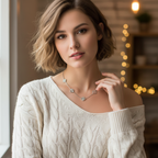 Collar de Tréboles con Circonitas 100% Acero Inoxidable Color Plata