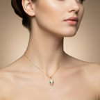 Collier tête de serpent avec zircon cubique et yeux verts, 100 % acier plaqué or 18 carats