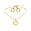 Conjunto de Collar y Pendientes con Diseño Circular y Circonitas 100% Acero Bañado en Oro 18K