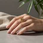 Anillo de Eslabones Grandes 100% Acero Bañado en Oro 18K