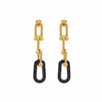 Conjunto de Cadena de Eslabones con Detalles Negros (Collar, Pulsera y Pendientes) - 100% Acero Bañado en Oro 18K