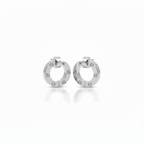 Conjunto de Joyería Círculo con Detalles de Tornillo y Circonitas 100% Acero Inoxidable Color Plata