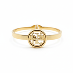 Parure de bijoux circulaire avec détails gravés, 100 % acier plaqué or 18 carats