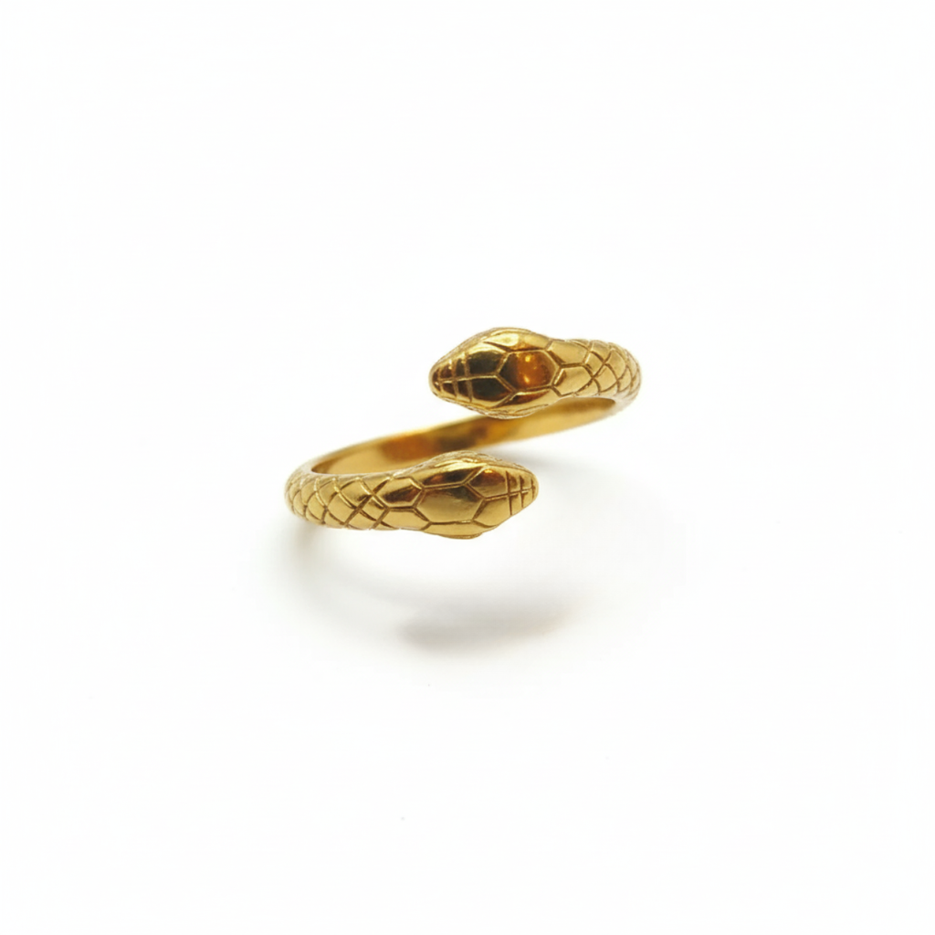 Bague serpent ajustable - 100 % acier plaqué or 18 carats