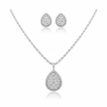 Ensemble collier et boucles d'oreilles pendantes en micro-cristal - Acier inoxydable