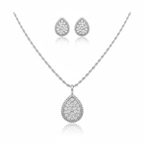 Ensemble collier et boucles d'oreilles pendantes en micro-cristal - Acier inoxydable