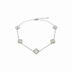 Collar de Tréboles con Circonitas 100% Acero Inoxidable Color Plata