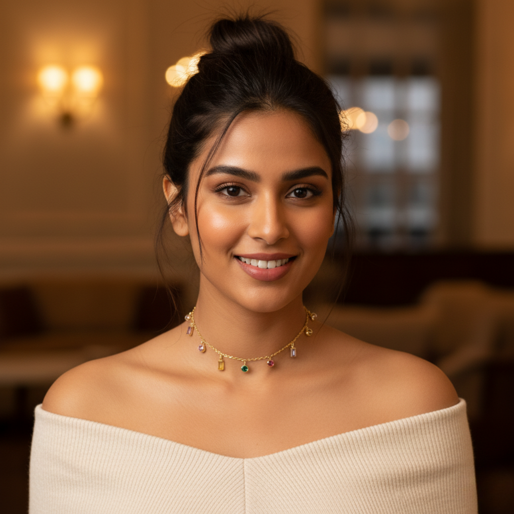 Collar de Circonitas Colgantes Multicolor 100% Acero Bañado en Oro 18K