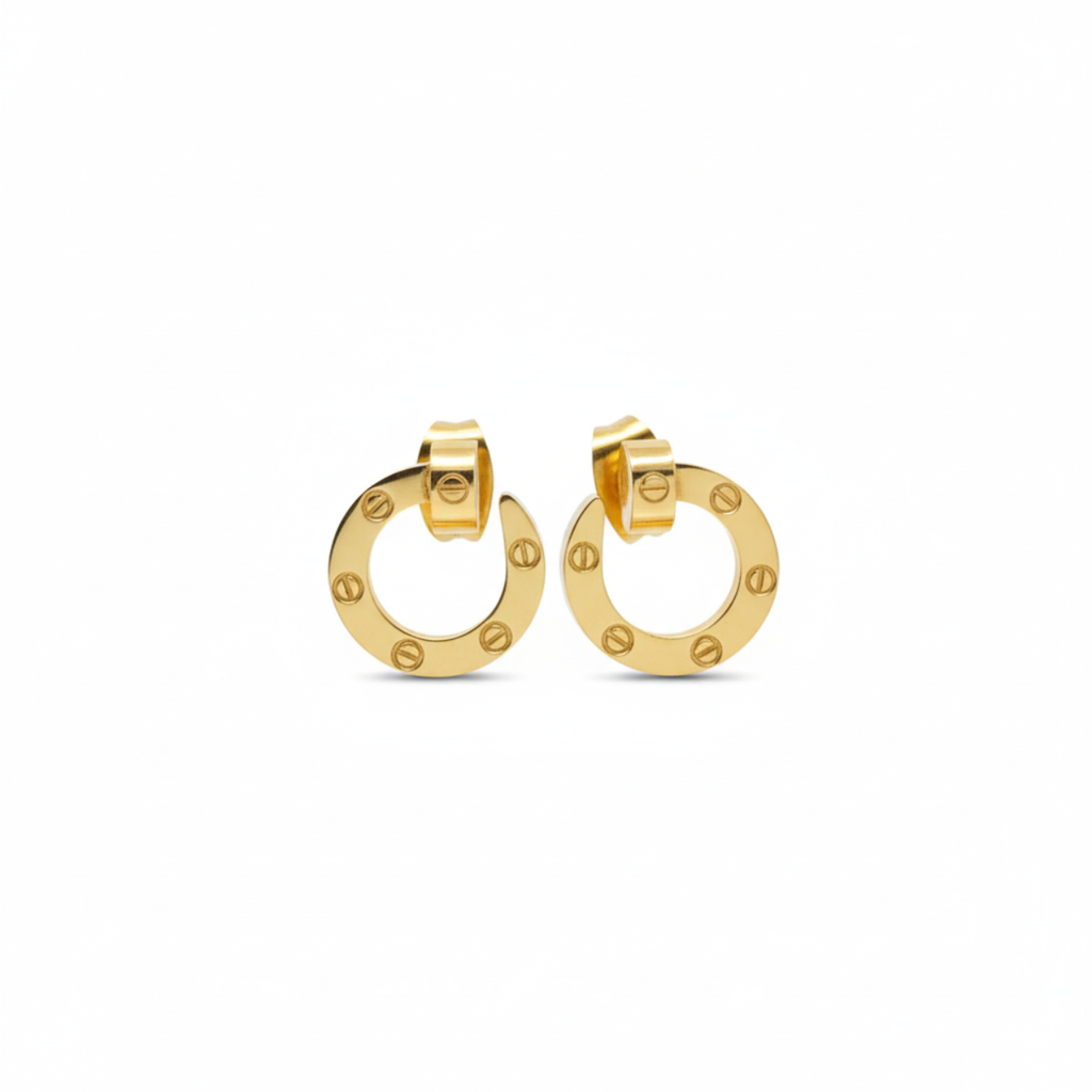 Circle Jewelry Set with Engraved Details 100% 18K Gold Plated Steel