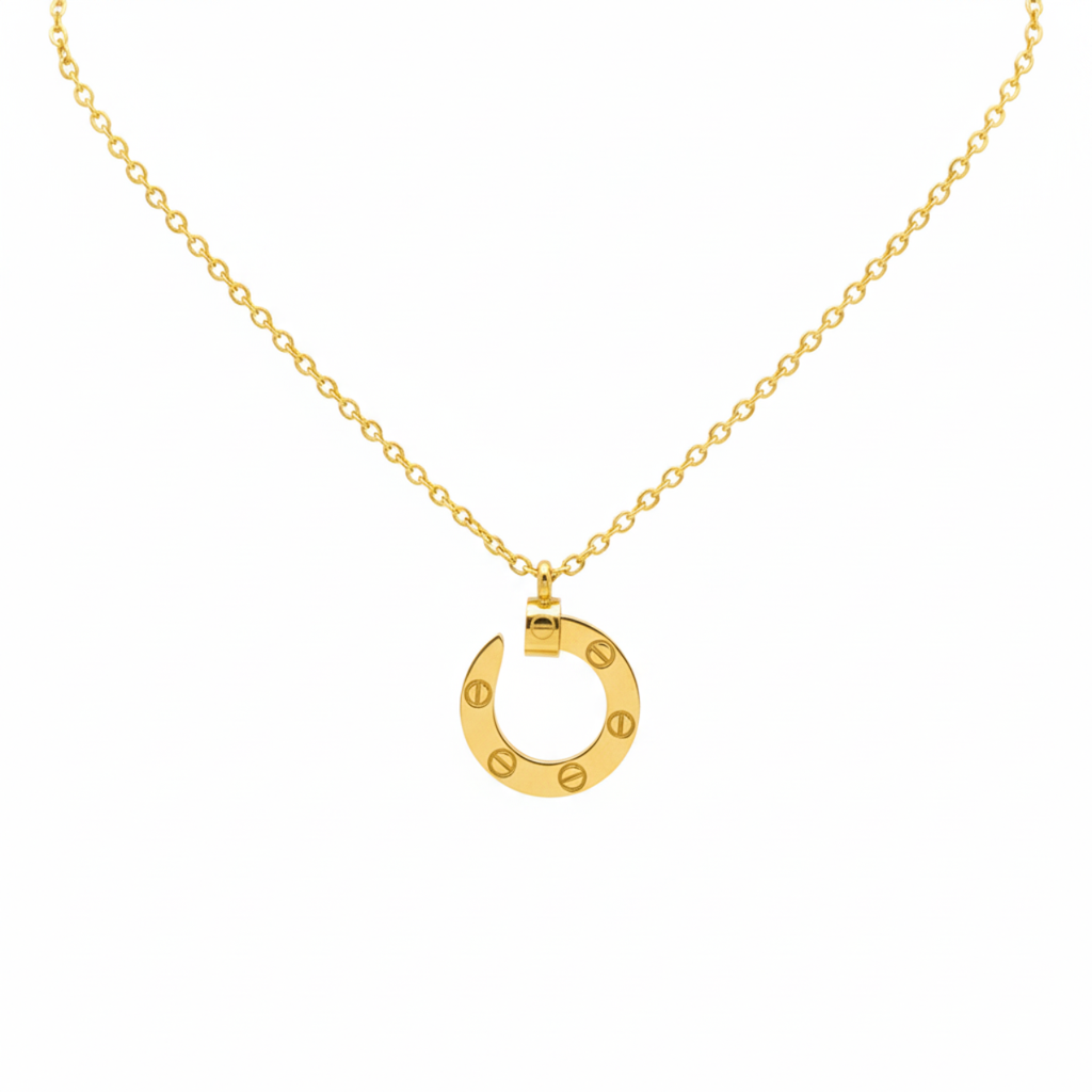 Circle Jewelry Set with Engraved Details 100% 18K Gold Plated Steel