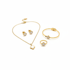 Parure de bijoux en nacre White Clover 100 % acier plaqué or 18 carats