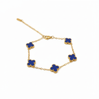 Conjunto de Joyería Trébol Azul Zafiro 100% Acero Bañado en Oro 18K