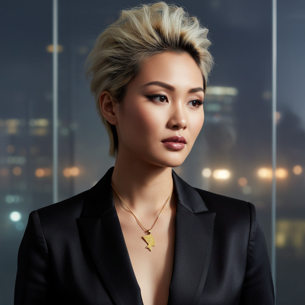 Collar con Colgante Busto de Nefertiti 100% Acero Bañado en Oro 18K