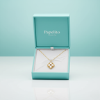 Four-Petal Flower Necklace with Mother-of-Pearl and Central Zirconia 100% 18K Gold Plated Steel