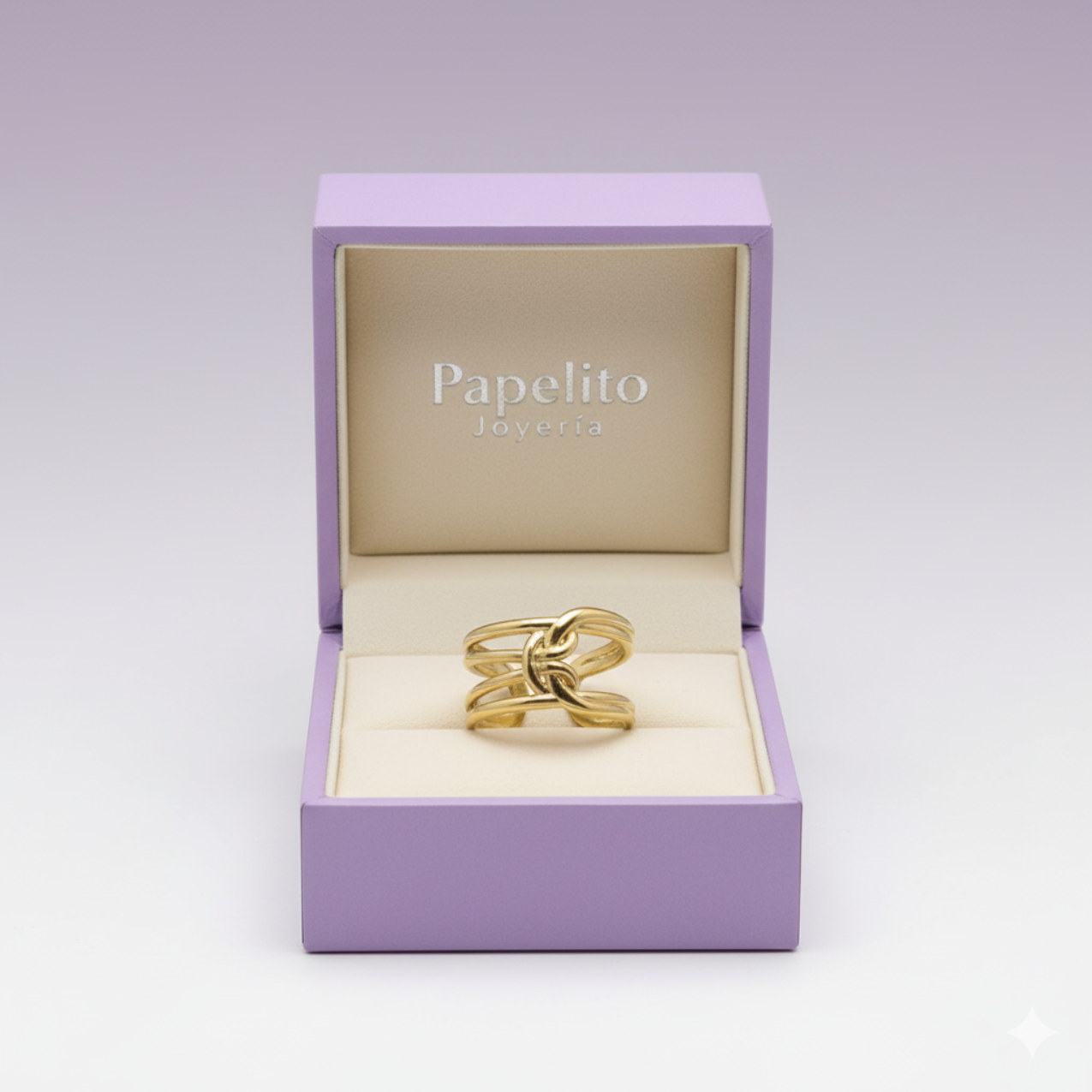 Anillo Ancho Entrelazado 100% Acero Bañado en Oro 18K