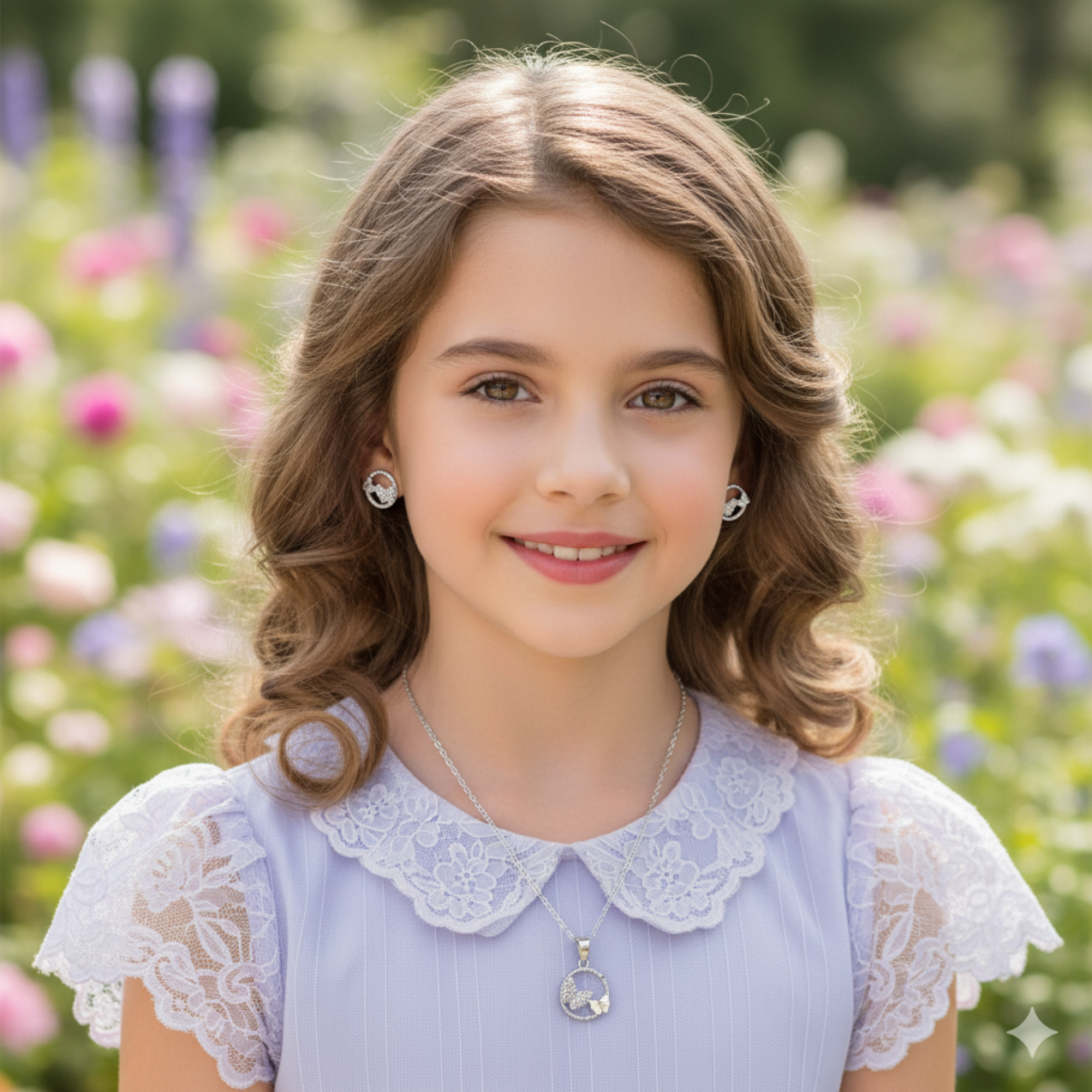 Conjunto Infantil de Collar y Pendientes Mariposas 100% Acero Inoxidable