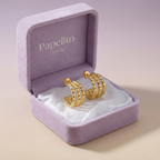 Pendientes de Acero Inoxidable Bañados en Oro de 18K con Acabado Láser