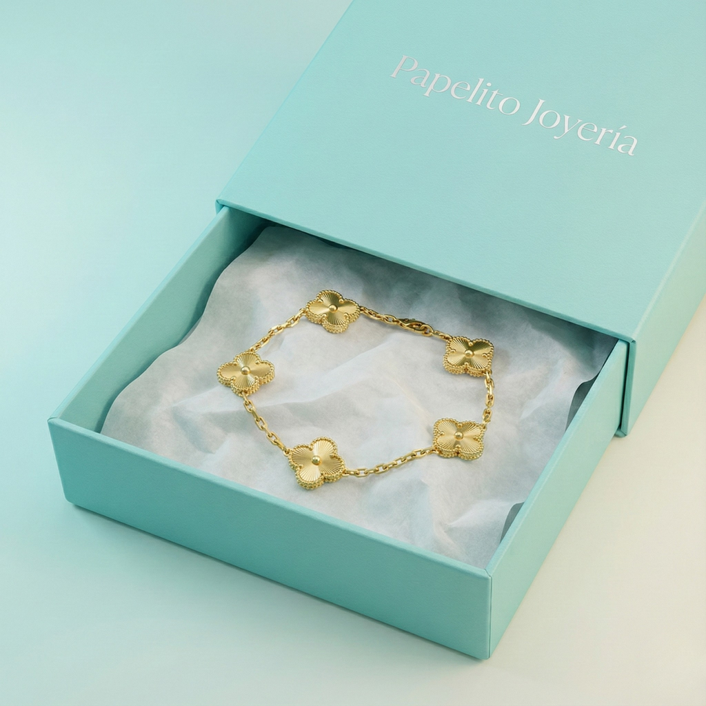 Pulsera Flora de Acero Inoxidable Oro – Diseño Exclusivo