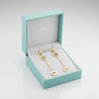 Pendientes Largos Colgantes con Doble Círculo Entrelazado 100% Acero Bañado en Oro 18K