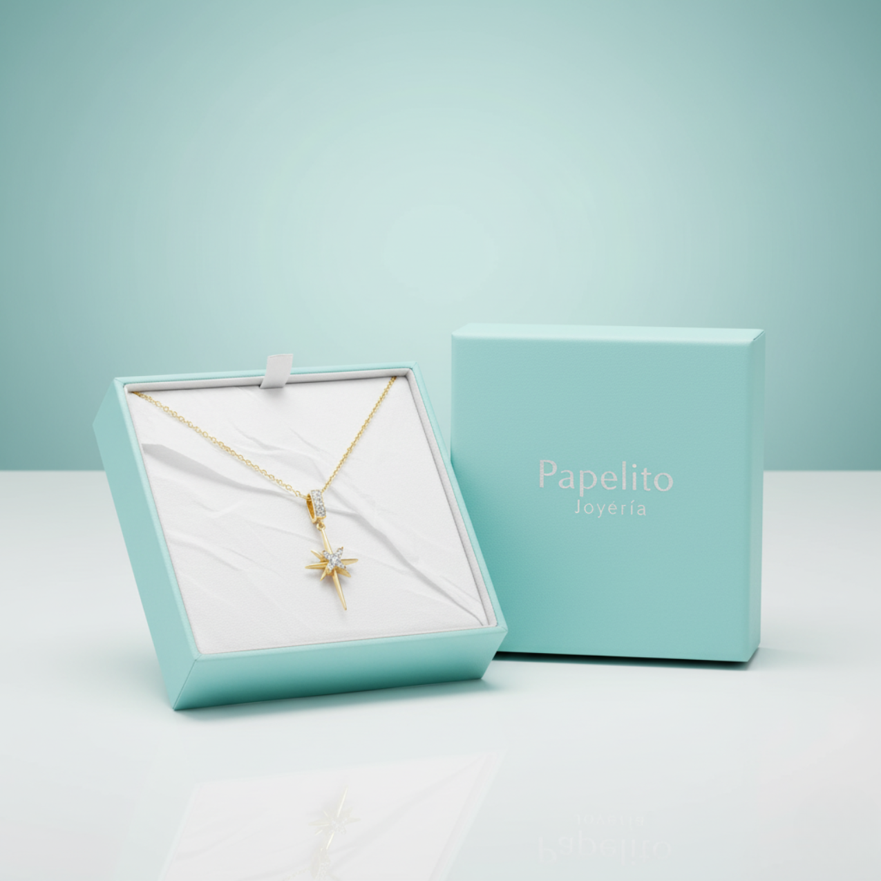 Collar Estrella del Norte con Circonitas 100% Acero Bañado en Oro 18K