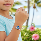 Pulsera de Personaje Azul Esmaltado con Circonitas 100% Acero Inoxidable