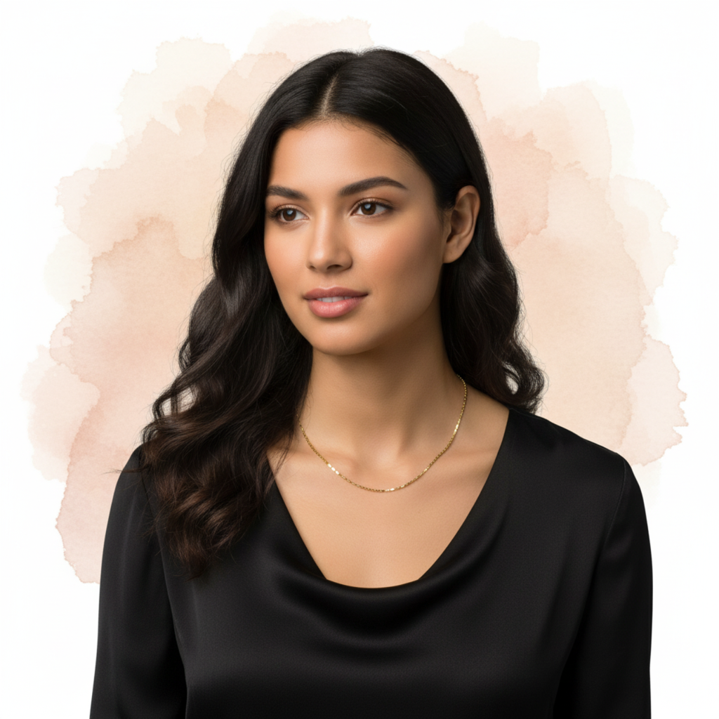 Collier en acier plaqué or 18 carats avec chaîne à barrette fine