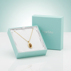 Fine Chain Necklace with Oval Tiger's Eye Pendant and 18K Gold Plated Steel