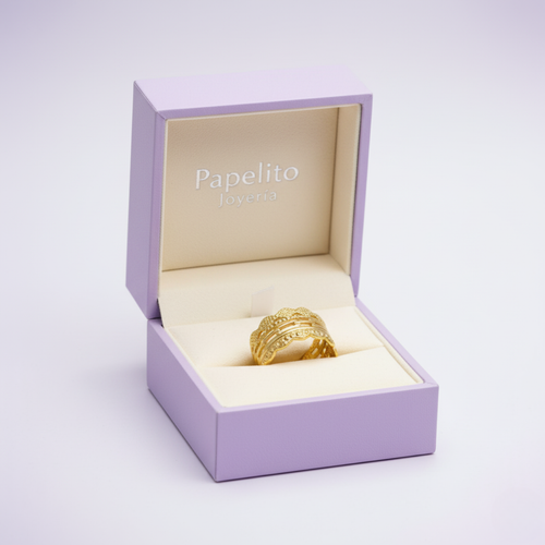 Wide Openwork Lace-Style Ring 100% Steel 18K Gold Plated