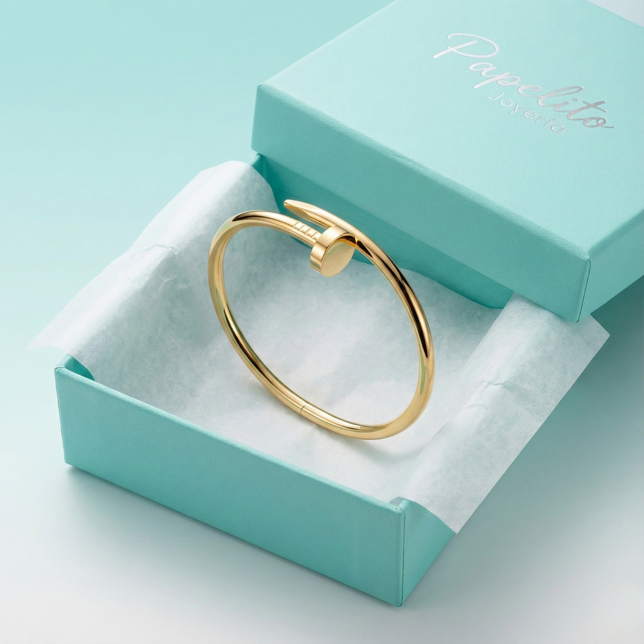 Pulsera Diseño Clavo Ajustable - 100% Acero Bañado en Oro 18K