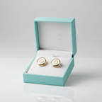 Boucles d'oreilles à clous en forme de cercles concentriques avec nacre, 100 % acier plaqué or 18 carats