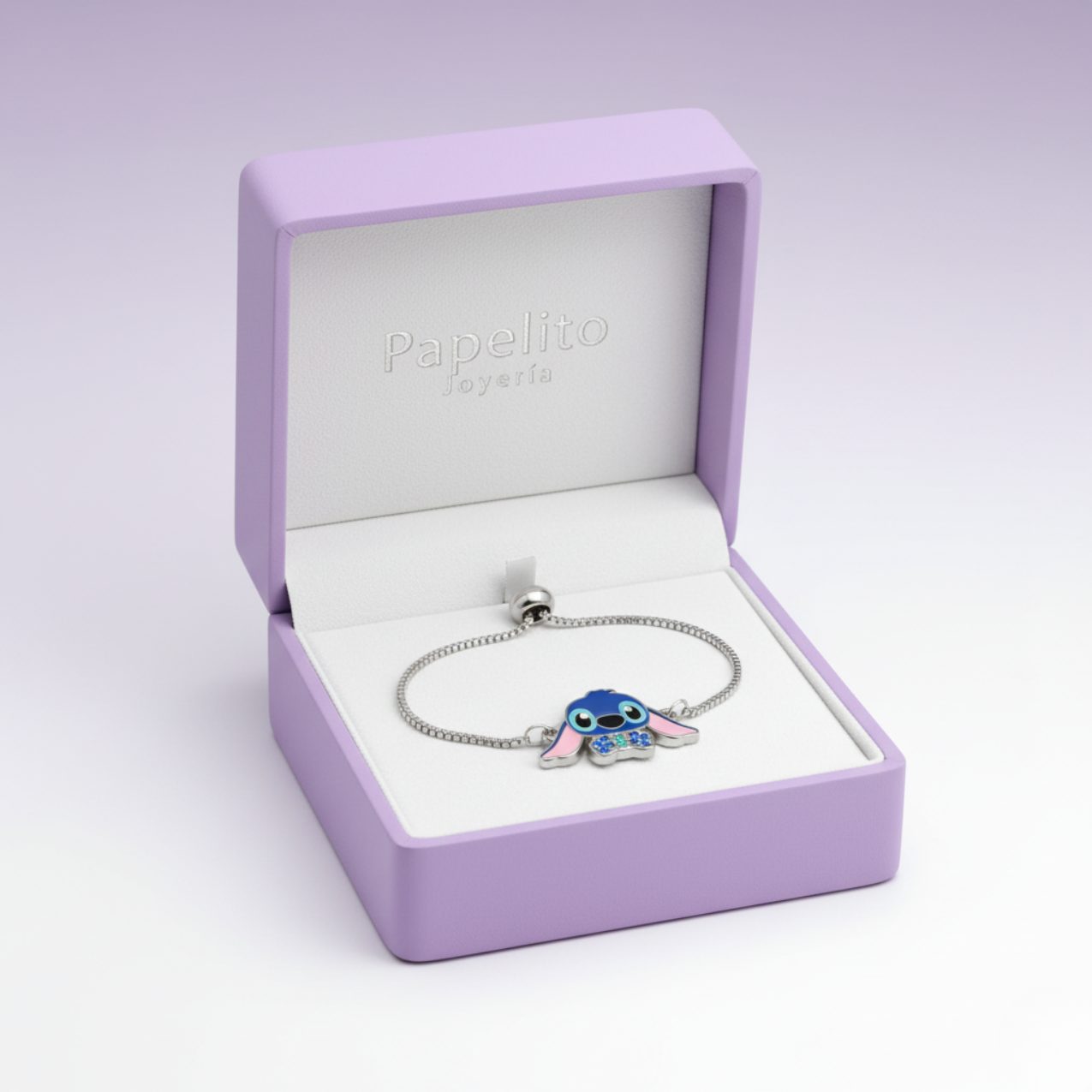 Pulsera de Personaje Azul Esmaltado con Circonitas 100% Acero Inoxidable