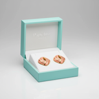 Boucles d'oreilles géométriques en émail rose et rayures dorées, 100 % acier plaqué or 18 carats