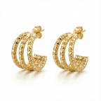 Pendientes de Acero Inoxidable Bañados en Oro de 18K con Acabado Láser