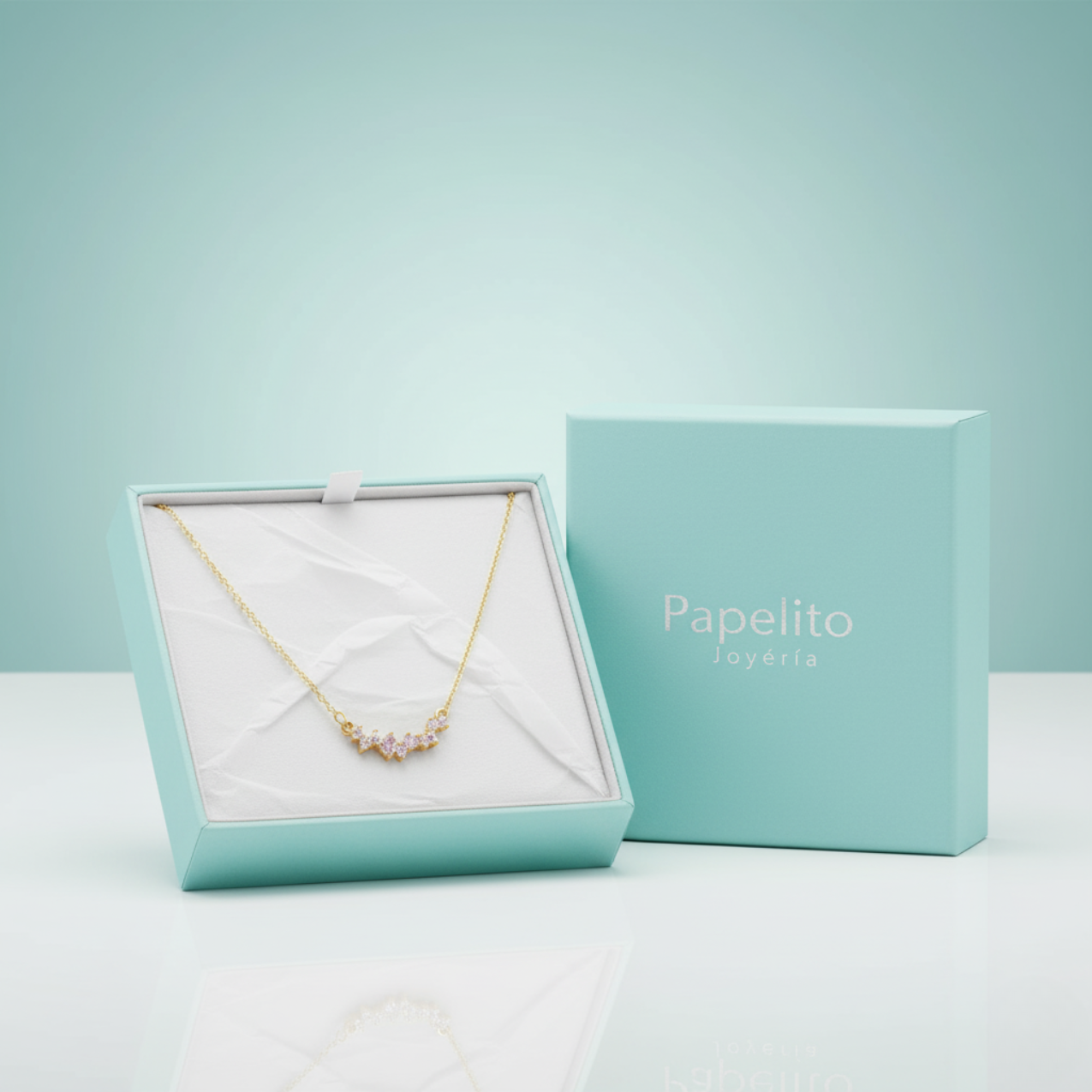 Collar Curvo con Circonitas Brillantes 100% Acero Bañado en Oro 18K