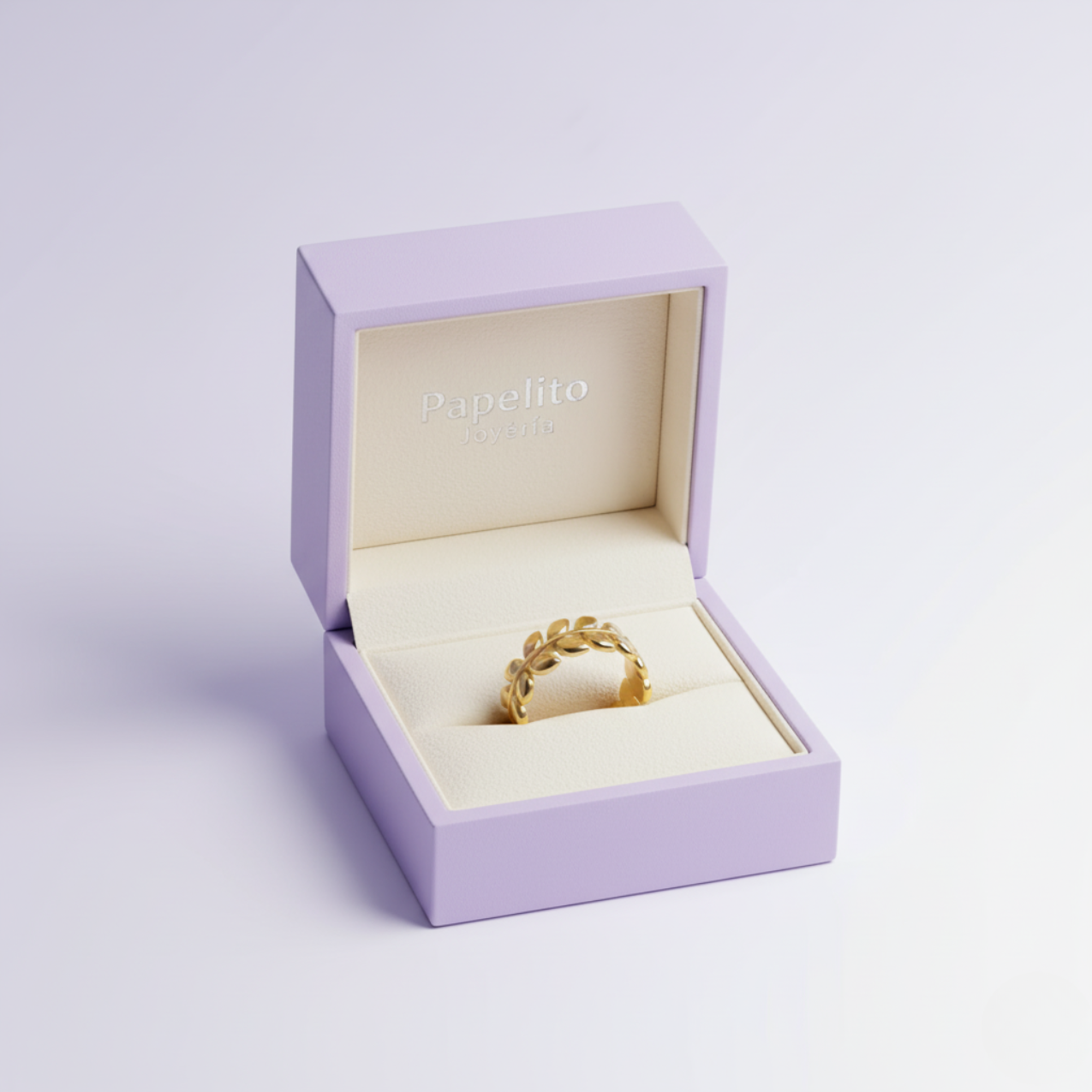 Anillo Corona de Hojas 100% Acero Bañado en Oro 18K