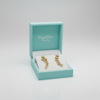 Boucles d'oreilles grimpantes à billes graduées, 100 % acier plaqué or 18 carats