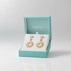 Pendientes Largos Colgantes Sol y Estrellas 100% Acero Bañado en Oro 18K