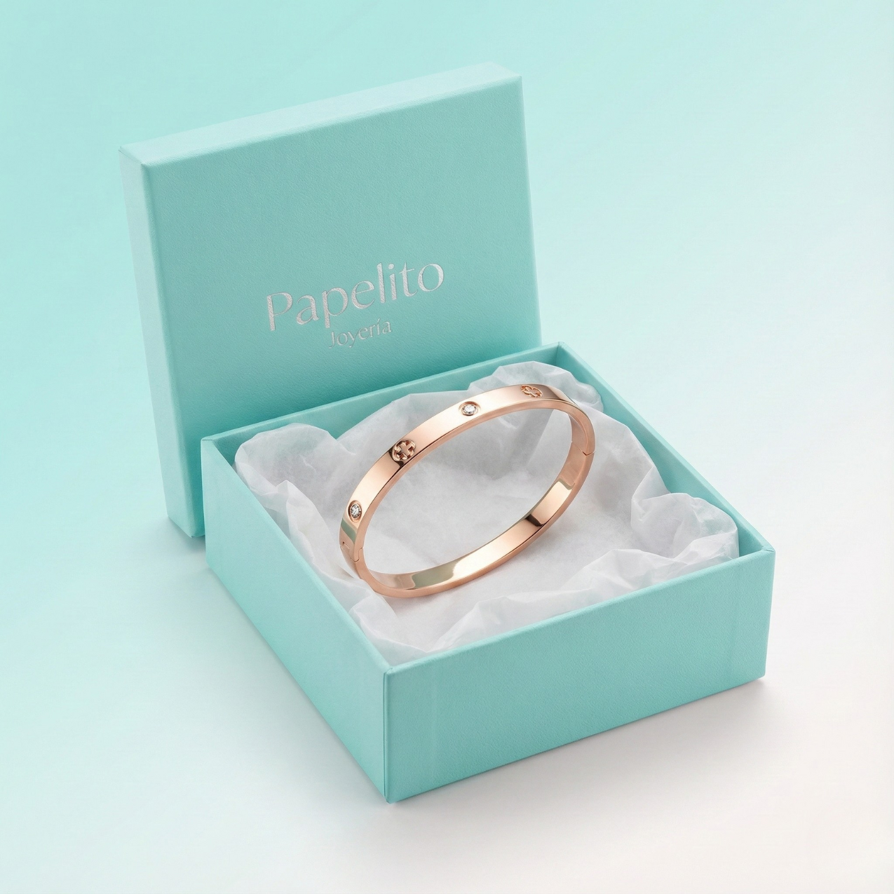 Bracelet « Amour éternel » avec vis et détails en zircone – 100 % acier plaqué or 18 carats