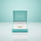 Collier à fine chaîne avec pendentif infini en diamants, plaqué or 18 carats et acier