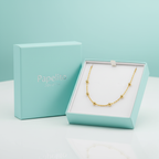 Collier en acier plaqué or 18 carats avec chaîne tressée et perles séparées