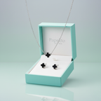 Parure de bijoux Black Clover 100 % acier inoxydable couleur argent