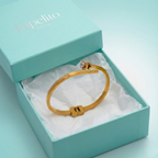 Bracelet rigide avec motif clou et zircone - 100 % acier plaqué or 18 carats