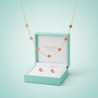 Fuchsia Pink Clover Jewelry Set 100% 18K Gold Plated Steel