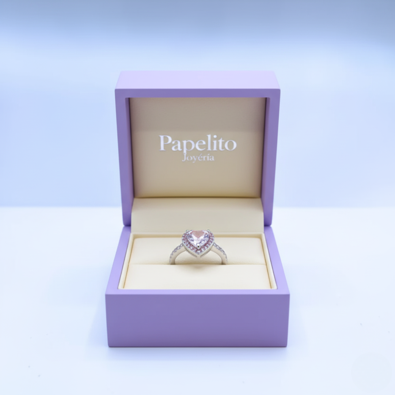 Anillo de Corazón Transparente con Circonitas 100% Acero Inoxidable Color Plata