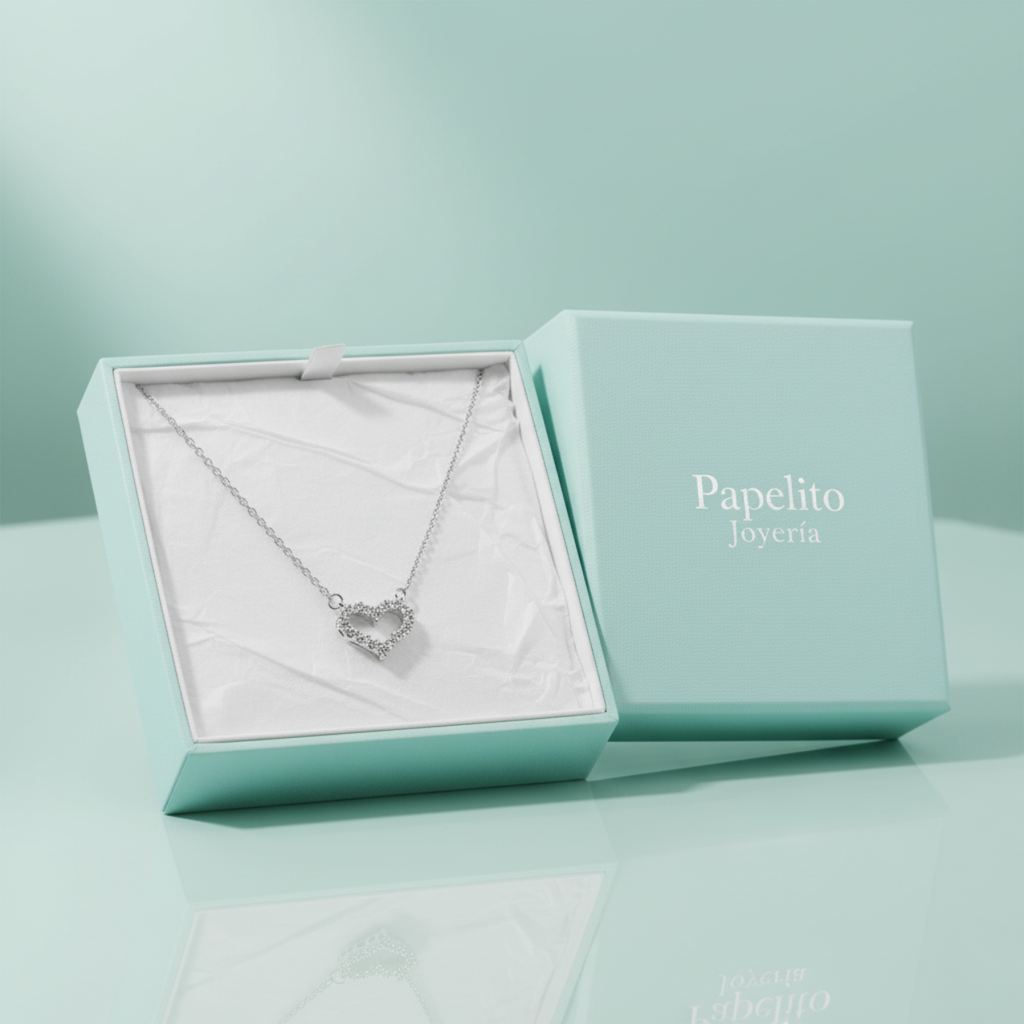 Collar de Acero Inoxidable 100% con Colgante de Corazón de Zirconias