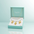 Curved Abstract Design Necklace and Earrings Set - 100% 18K Gold Plated Steel