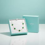 Collar de Trébol Verde Malaquita 100% Acero Bañado en Oro 18K