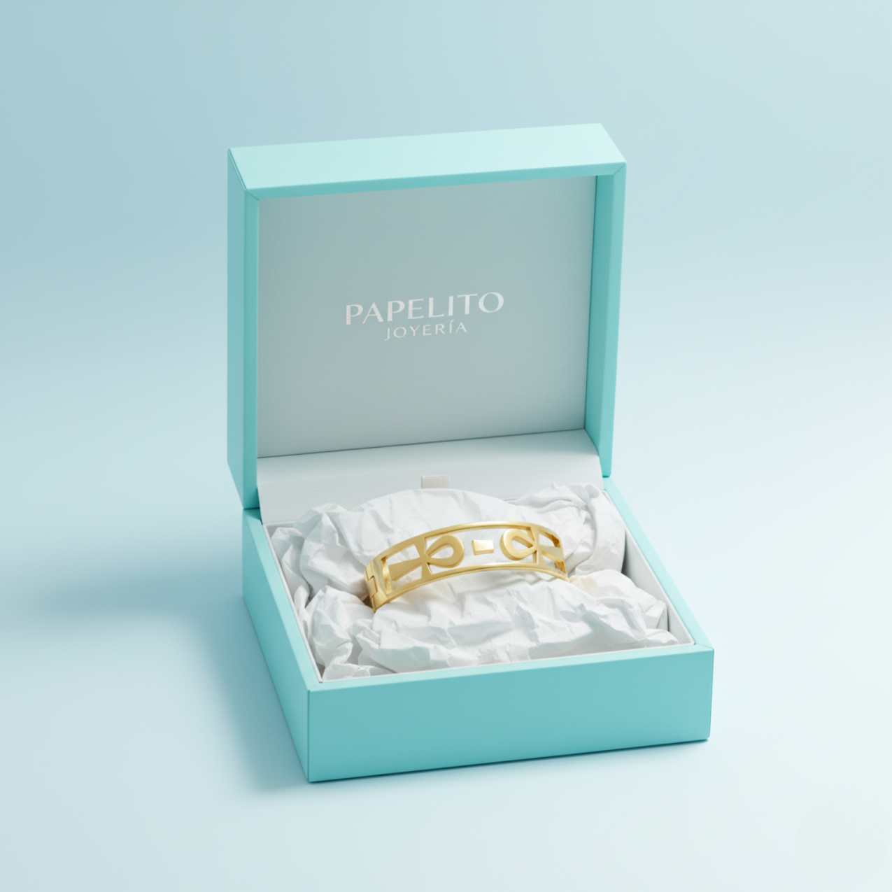 Pulsera Rígida Calada Cruz Egipcia (Anj) 100% Acero Bañado en Oro 18K